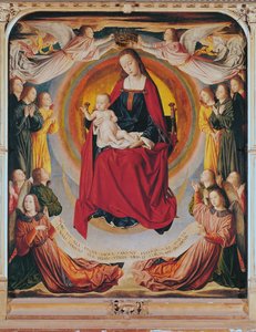 バーボンの祭壇画、1498年頃の中央パネル、聖母の戴冠式